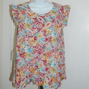 Solitaire, floral, peplum style tank top, NWT